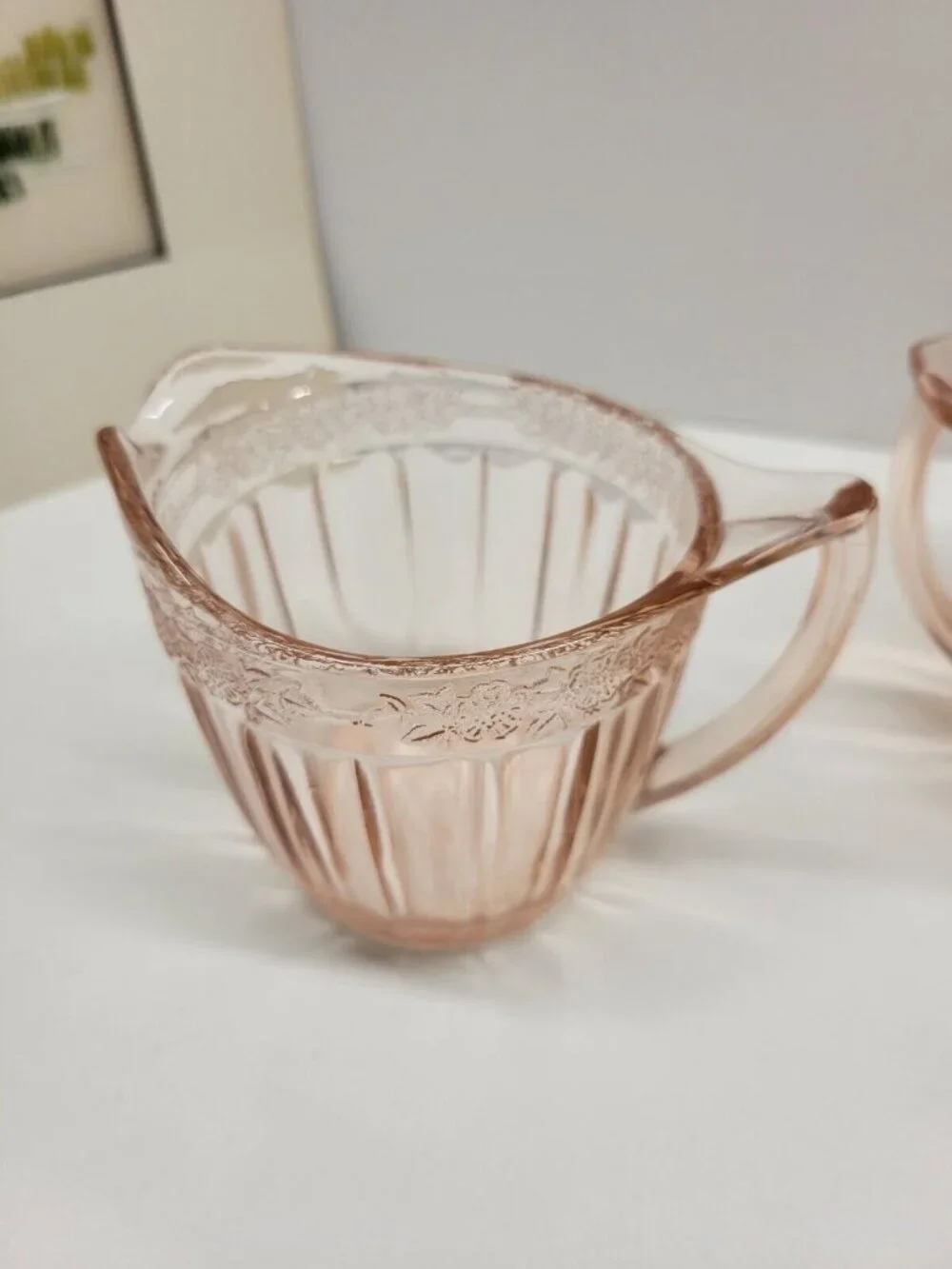 Jeannette Vintage Pink Depression Glass Adam Sugar Bowl & Creamer Set